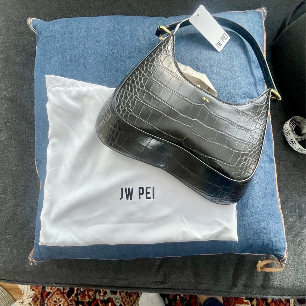 JW PEI Black Croc Embossed Bag